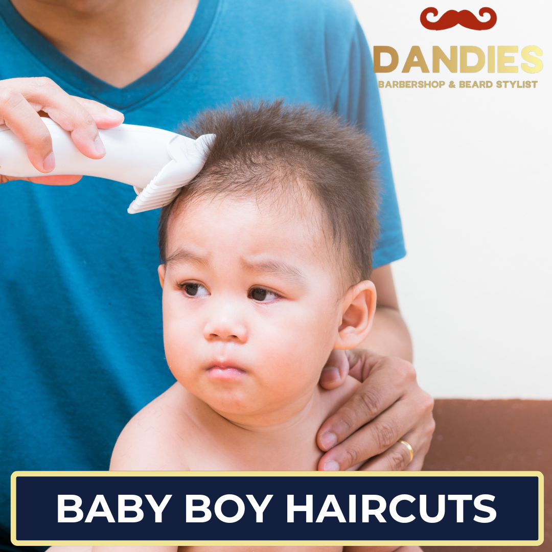 Infants getting a haircut at Dandies Barber in Campbell