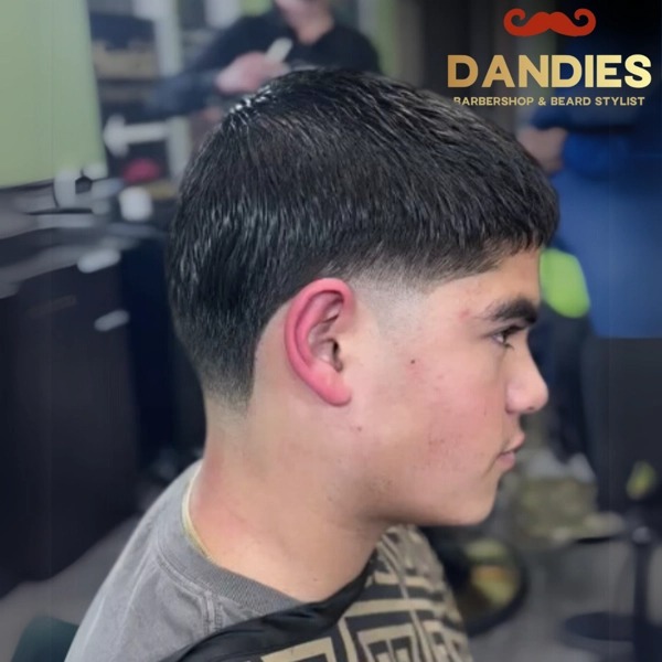 Toddler getting a haircut at Dandies Barber in Campbell